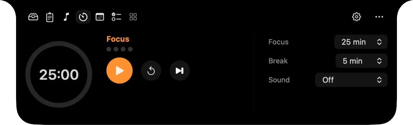 Pomodoro timer in the notch